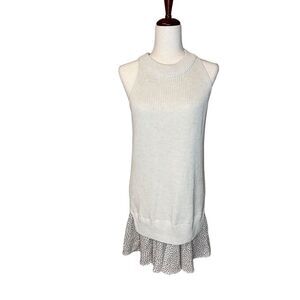 All row dress women’s size medium casual sleeveless off white ruffle hem sweater